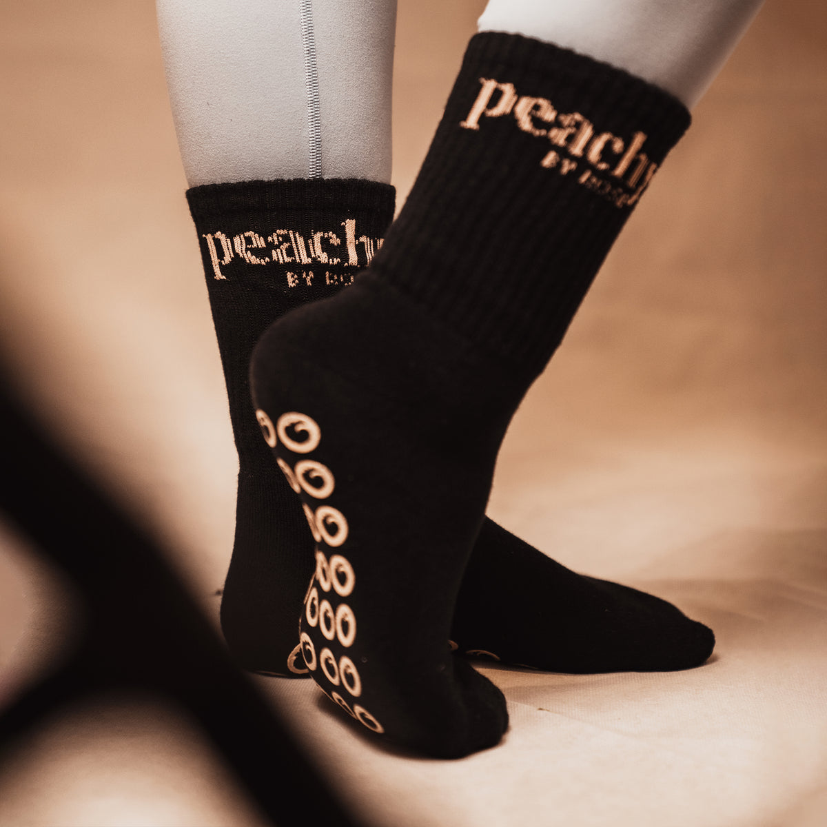 Women's Bamboo Grip Socks Black - Perky Peach Activewear
